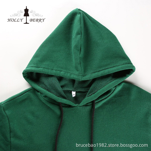 Hooded Midriff-baring Cotton Casual Short Sports Pullover